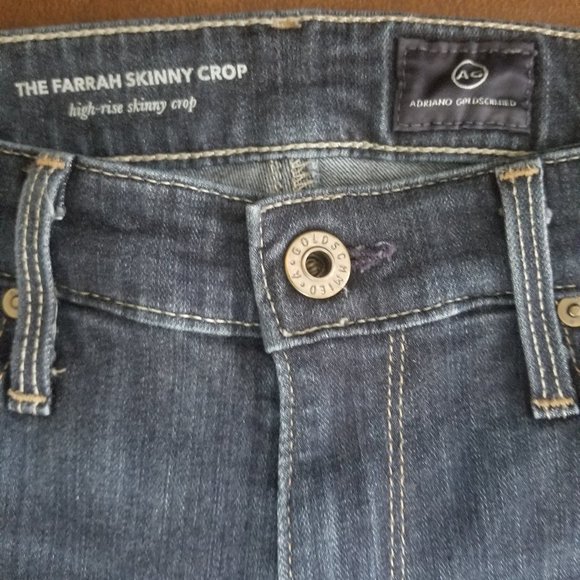 AG/Adriano Goldschmeid The Farrah High Rise Skinny Crop Jeans Size 25 EU… - Picture 3 of 10